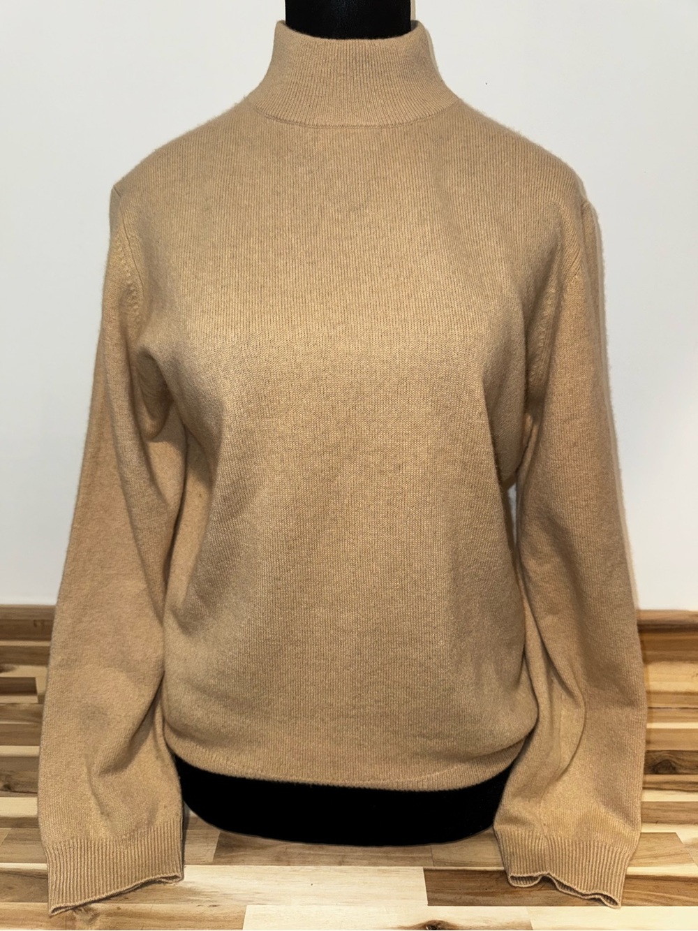Charter Club | 100% Cashmere Mock Neck Sweater | Camel Beige | M
